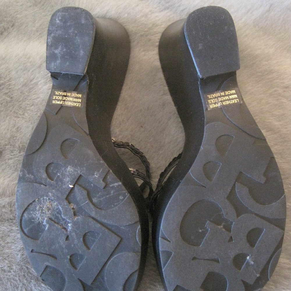 GIANNI BINI BLACK SEQUIN STRAPPY WEDGE HEELS 9.5 - Picture 6 of 6